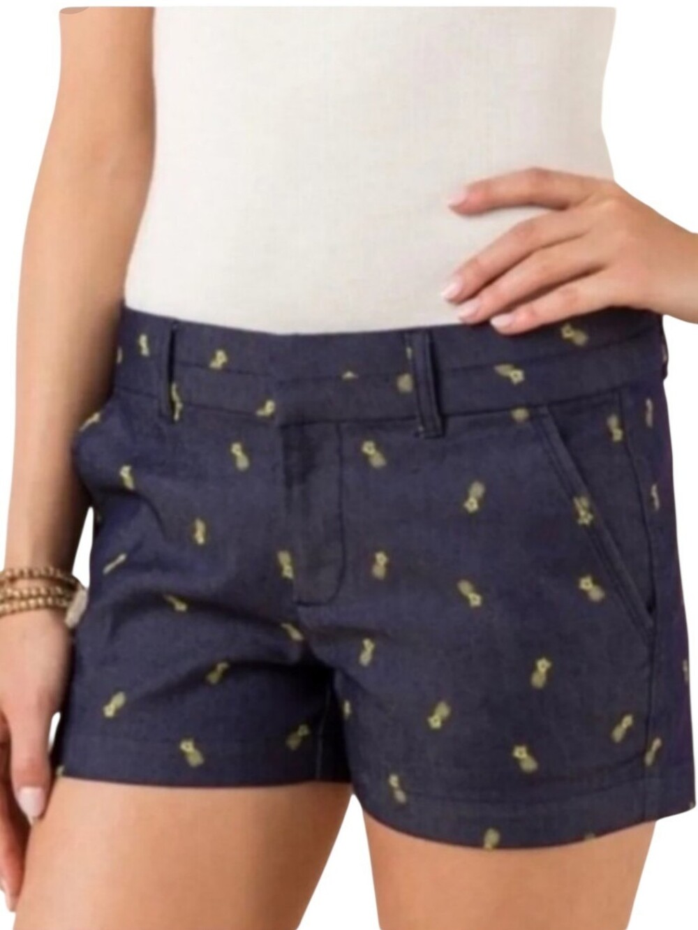 Women's Harper Pineapple Print Denim Shorts Sz Medium